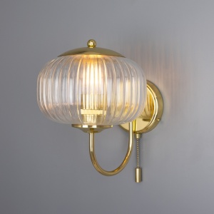 Nehir Reeded Glass Wall Light with Pull Switch
