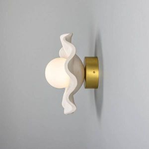 Rivale IP44 Bathroom Wall Light with Wavy Shade, Matte White Striped