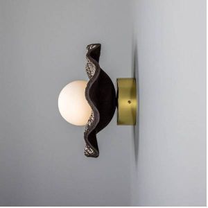 Rivale Bathroom Wall Light Wavy Ceramic Black Clay IP44