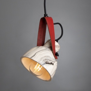 Pera Marbled Ceramic Pendant with Rescued Fire-Hose Strap