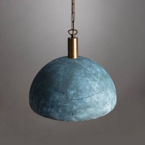 Kauri Organic Ceramic Dome Pendant Light 37cm, Blue Earth