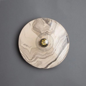 Bog Oak Marbled Ceramic Disc Wall Light