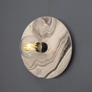 Bog Oak Marbled Ceramic Disc Wall Light