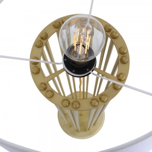 Banjul Contemporary Brass Floor Lamp with Fabric Shade