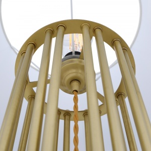 Banjul Contemporary Brass Floor Lamp with Fabric Shade
