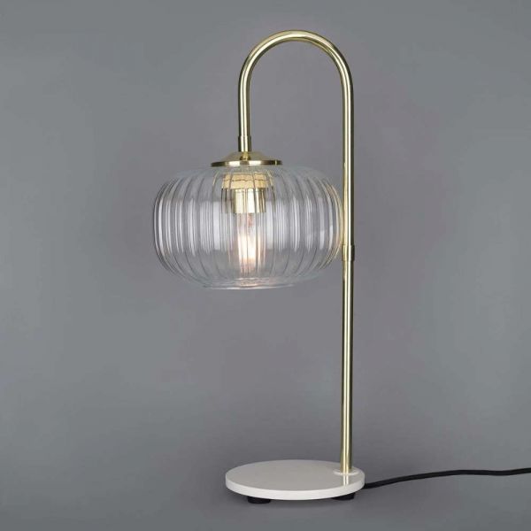 Aurora Reeded Glass and Brass Table Lamp