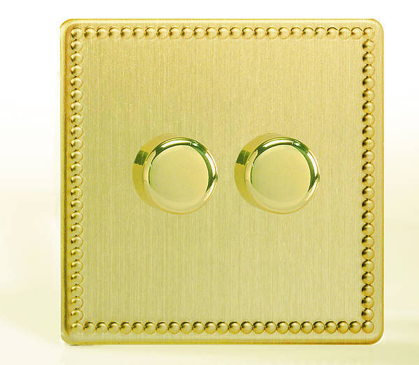 LED Dimmer Switch 120w - Brushed Brass - 1- 4 Gang